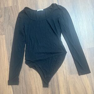 Mangopop Sleek Black Long Sleeve Bodysuit